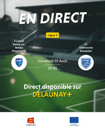 Visuel de l'événement Football Bourg-en-Bresse Péronnas 01 / FC Villefranche Beaujolais
